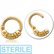 STERILE GOLD PVD COATED SURGICAL STEEL HINGED CLICKER - ROPE