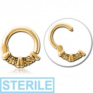 STERILE GOLD PVD COATED SURGICAL STEEL HINGED CLICKER - ROPE WITH LINE