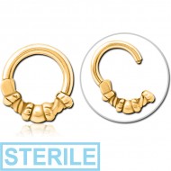 STERILE GOLD PVD COATED SURGICAL STEEL HINGED CLICKER - ROPE WITH BALL