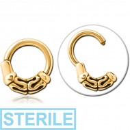STERILE GOLD PVD COATED SURGICAL STEEL HINGED CLICKER - BALI