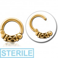 STERILE GOLD PVD COATED SURGICAL STEEL HINGED CLICKER - BALI AND BEADS