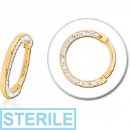 STERILE GOLD PVD COATED SURGICAL STEEL CRYSTALINE JEWELLED MULTI PURPOSE CLICKER