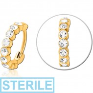 STERILE GOLD PVD COATED SURGICAL STEEL JEWELLED MULTI PURPOSE CLICKER