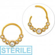 STERILE GOLD PVD COATED SURGICAL STEEL JEWELLED MULTI PURPOSE CLICKER