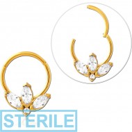 STERILE GOLD PVD COATED SURGICAL STEEL JEWELLED MULTI PURPOSE CLICKER