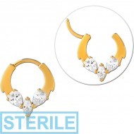 STERILE GOLD PVD COATED SURGICAL STEEL JEWELLED MULTI PURPOSE CLICKER