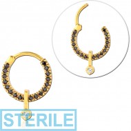 STERILE GOLD PVD COATED SURGICAL STEEL JEWELLED MULTI PURPOSE CLICKER