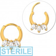 STERILE GOLD PVD COATED SURGICAL STEEL JEWELLED MULTI PURPOSE CLICKER