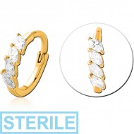 STERILE GOLD PVD COATED SURGICAL STEEL JEWELLED MULTI PURPOSE CLICKER