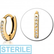 STERILE GOLD PVD COATED SURGICAL STEEL JEWELLED MULTI PURPOSE HUGGIE PIERCING