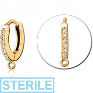 STERILE GOLD PVD COATED SURGICAL STEEL JEWELLED MULTI PURPOSE HUGGIE PIERCING