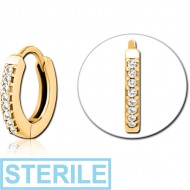 STERILE GOLD PVD COATED SURGICAL STEEL JEWELLED MULTI PURPOSE HUGGIE PIERCING