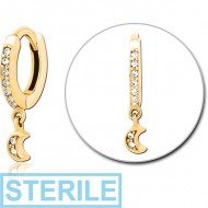 STERILE GOLD PVD COATED SURGICAL STEEL JEWELLED MULTI PURPOSE HUGGIE PIERCING