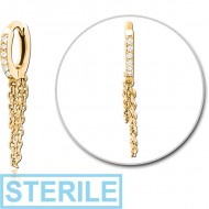 STERILE GOLD PVD COATED SURGICAL STEEL JEWELLED MULTI PURPOSE HUGGIE PIERCING