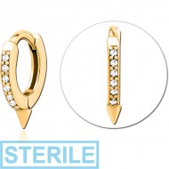 STERILE GOLD PVD COATED SURGICAL STEEL JEWELLED MULTI PURPOSE HUGGIE PIERCING