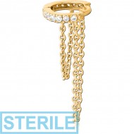 STERILE GOLD PVD COATED SURGICAL STEEL JEWELLED MULTI PURPOSE HUGGIE PIERCING
