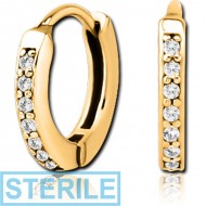STERILE GOLD PVD COATED SURGICAL STEEL JEWELLED HUGGIES PAIR