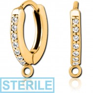 STERILE GOLD PVD COATED SURGICAL STEEL JEWELLED HUGGIES PAIR
