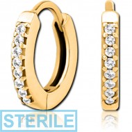 STERILE GOLD PVD COATED SURGICAL STEEL JEWELLED HUGGIES PAIR