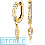STERILE GOLD PVD COATED SURGICAL STEEL JEWELLED HUGGIES PAIR