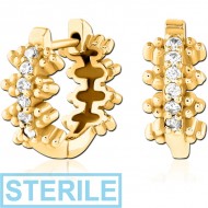 STERILE GOLD PVD COATED SURGICAL STEEL JEWELLED HUGGIES PAIR