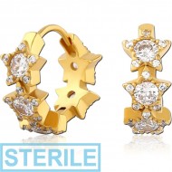 STERILE GOLD PVD COATED SURGICAL STEEL JEWELLED HUGGIES PAIR
