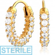STERILE GOLD PVD COATED SURGICAL STEEL JEWELLED HUGGIES PAIR