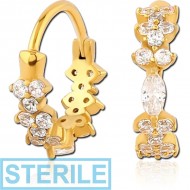 STERILE GOLD PVD COATED SURGICAL STEEL JEWELLED HUGGIES PAIR