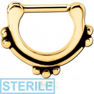 STERILE GOLD PVD COATED SURGICAL STEEL HINGED SEPTUM CLICKER