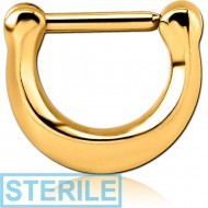 STERILE GOLD PVD COATED SURGICAL STEEL HINGED SEPTUM CLICKER