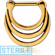 STERILE GOLD PVD COATED SURGICAL STEEL HINGED SEPTUM CLICKER