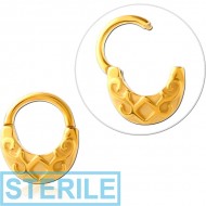 STERILE GOLD PVD COATED SURGICAL STEEL HINGED SEPTUM CLICKER