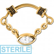 STERILE GOLD PVD COATED SURGICAL STEEL JEWELLED SETPTUM