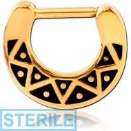 STERILE GOLD PVD COATED SURGICAL STEEL HINGED SEPTUM CLICKER