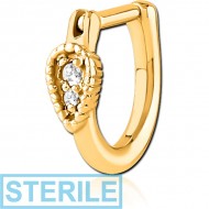 STERILE GOLD PVD COATED SURGICAL STEEL JEWELLED TRAGUS CLICKER