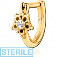 STERILE GOLD PVD COATED SURGICAL STEEL JEWELLED TRAGUS CLICKER