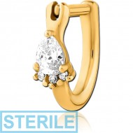STERILE GOLD PVD COATED SURGICAL STEEL JEWELLED TRAGUS CLICKER