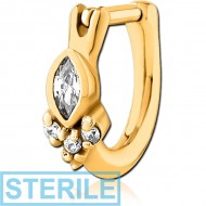 STERILE GOLD PVD COATED SURGICAL STEEL JEWELLED TRAGUS CLICKER