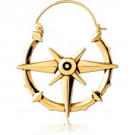 STERILE GOLD PVD COATED SURGICAL STEEL HOOP EARRING FOR TUNNEL