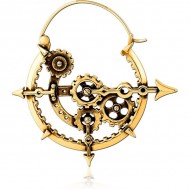 STERILE GOLD PVD COATED SURGICAL STEEL HOOP EARRING FOR TUNNEL