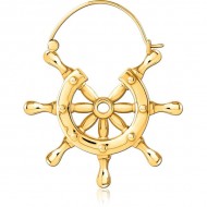STERILE GOLD PVD COATED SURGICAL STEEL HOOP EARRING FOR TUNNEL