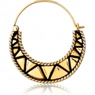 STERILE GOLD PVD COATED SURGICAL STEEL HOOP EARRING FOR TUNNEL