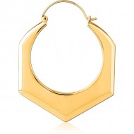 STERILE GOLD PVD COATED SURGICAL STEEL HOOP EARRING FOR TUNNEL