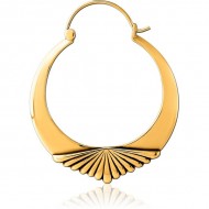 STERILE GOLD PVD COATED SURGICAL STEEL HOOP EARRING FOR TUNNEL