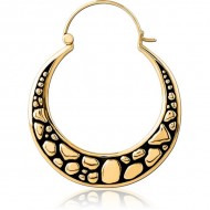 STERILE GOLD PVD COATED SURGICAL STEEL HOOP EARRING FOR TUNNEL