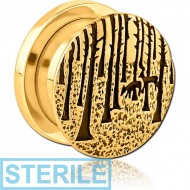 STERILE GOLD PVD COATED STAINLESS STEEL THREADED TUNNEL WITH SURGICAL STEEL TOP