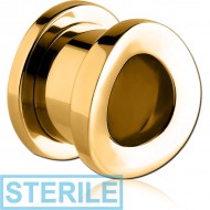 STERILE GOLD PVD COATED STAINLESS STEEL THREADED TUNNEL - CONVEX