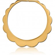 STERILE GOLD PVD COATED SURGICAL STEEL HOOP EARRINGS FOR TUNNEL - FLOWER