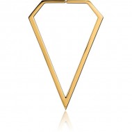 STERILE GOLD PVD COATED SURGICAL STEEL HOOP EARRINGS FOR TUNNEL - DIAMOND
