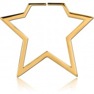 STERILE GOLD PVD COATED SURGICAL STEEL HOOP EARRINGS FOR TUNNEL - STAR
